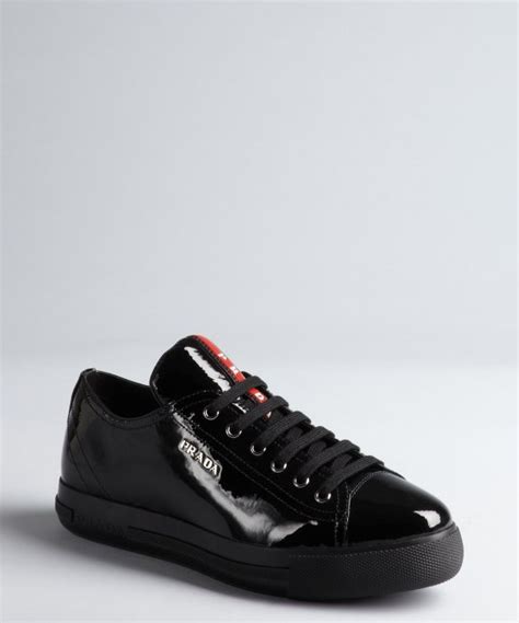 prada patent leather lace-up sneakers